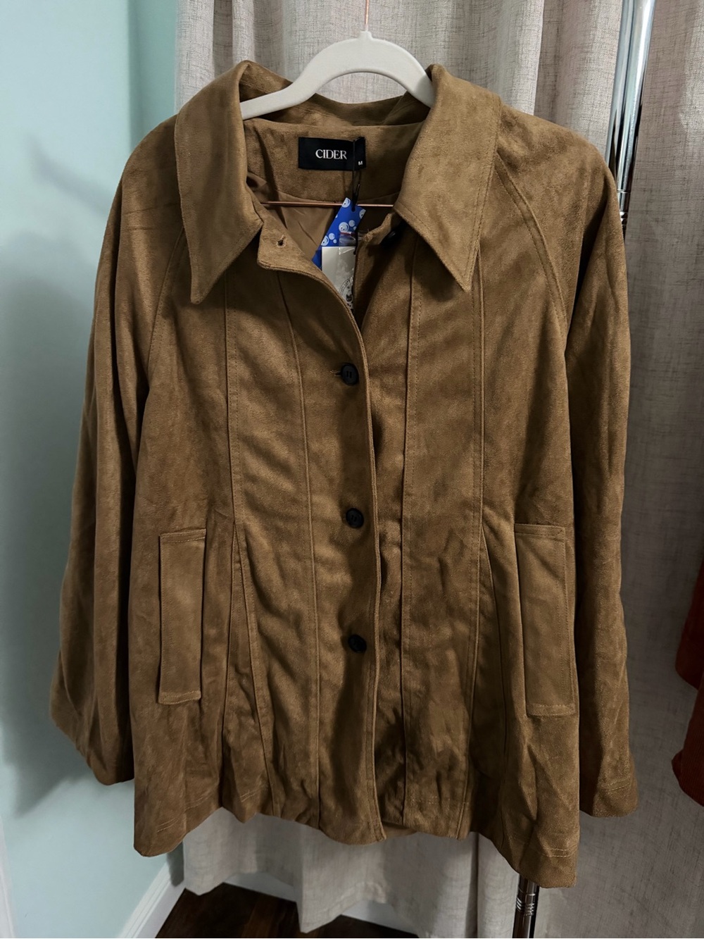 Cider Brown Suede Button-Up Jacket